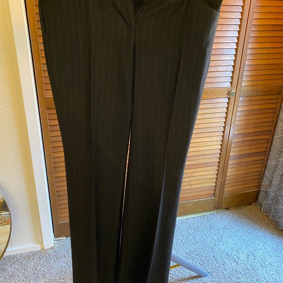 Navy Pinstripe Low Rise Supersoft Twill Bootcut Editor Pant - Picture 3 of 8